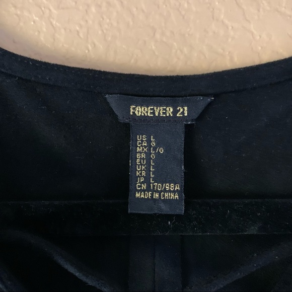 Forever 21 Faux Suede Black Lace Up Dress - Size Large - Picture 5 of 5